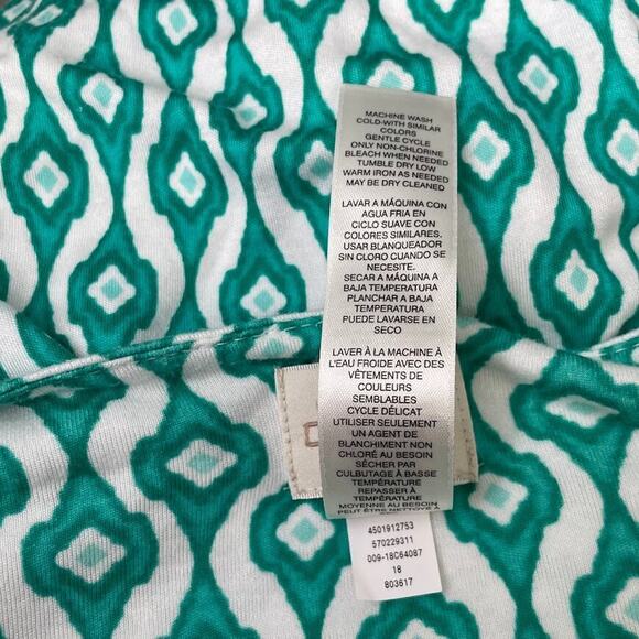 Chicos Womens 2 Size L Ikat Teal Soft Modal Knit Tunic Top Coastal Preppy Chic - Picture 7 of 9